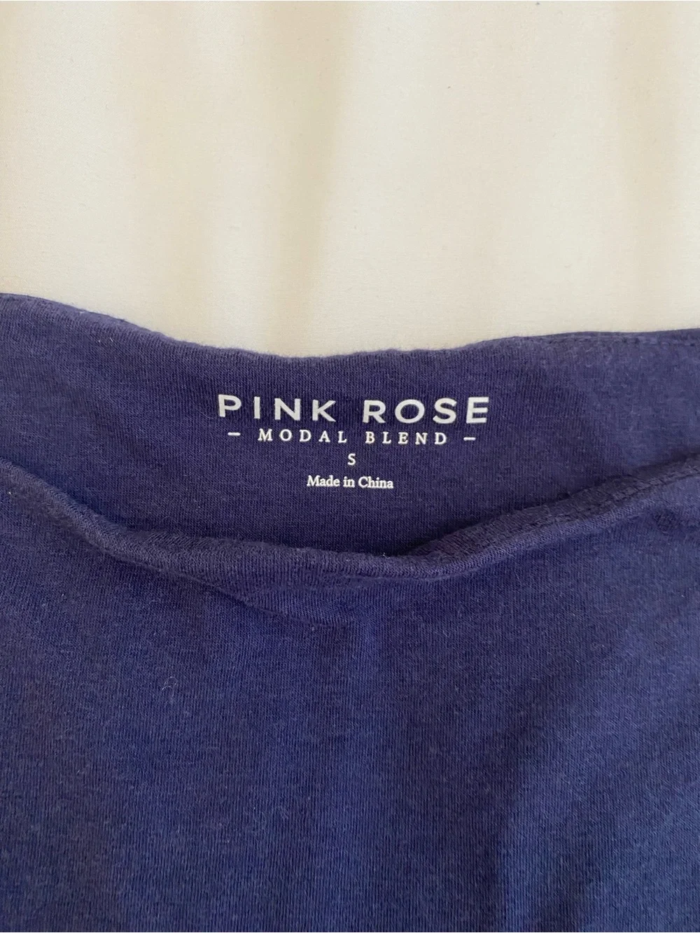 Pink Rose Deep Navy Ribbed Tank Top